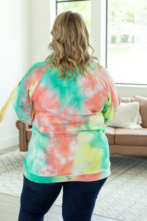 IN STOCK Quilted Button Snap Pullover - Tie Dye Mojito