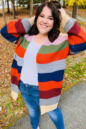 Just A Dream Multicolor Striped Slouchy Open Cardigan